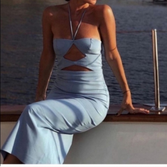 Zara open front blue dress 👗 New without tags never used. Offer are welcome - Picture 4 of 4